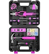 SOLUDE Pink Tool Set,102-Piece Home Pink Tool Kit for Women with Storage Case, Basic Household To...