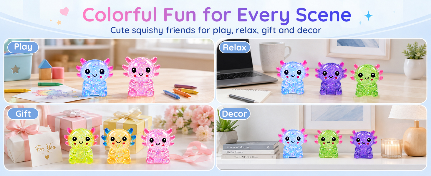 Axolotl Squishy Glitter Stress Relief Toy