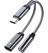 USB C to 3.5mm Headphone and Charger Adapter,2 in 1 USB C to 3.5mm Jack Headphone Charger Adapter...