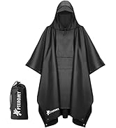 PTEROMY Hooded Rain Poncho for Adult with Pocket, Waterproof Lightweight Unisex Raincoat for Hiki...