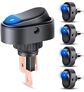 Nilight 5PCS LED Lighted Rocker Switch 12V Blue LED Illuminated ON Off Toggle Switch 30A 3Pin SPS...