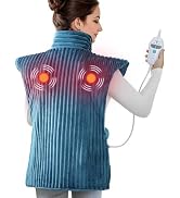 Vibrating Heating Pad for Neck and Shoulders and Back, 24"x35",Teal | 2 Massagers, Auto-shutoff, ...