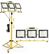 31000 Lumen LED Work Lights with Stand - 3 Head Portable Work Lights with 16.5FT Cords - IP66 Wat...
