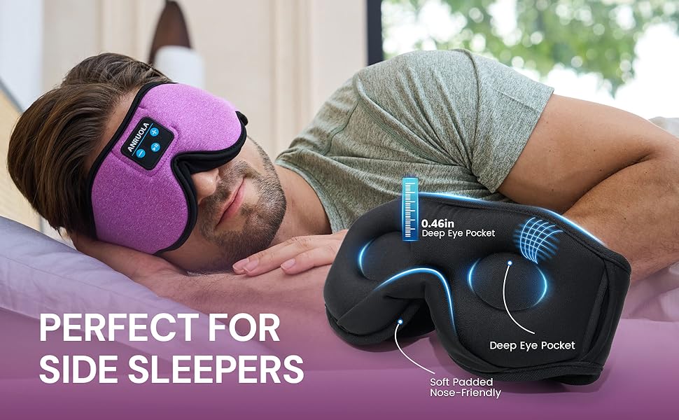 sleeping headphones, noise cancelling sleep mask, wireless sleep mask, sleep headband