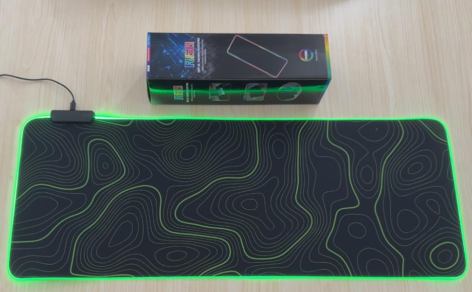 Black with Green Topographic Line