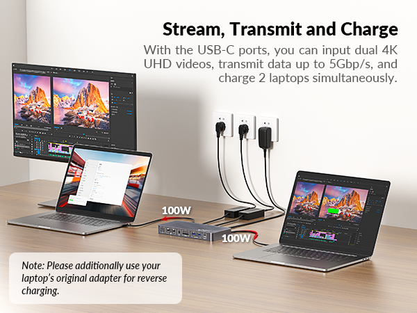 kvm switch docking station 2 monitors 2 laptops 100W with EDID