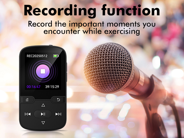 64GB MP3 Player with Bluetooth 5.3 and Clip, Portable HiFi Sports Music Player for Kids (28g)