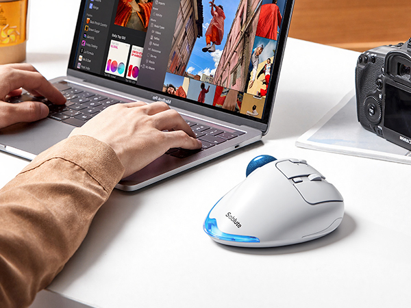 Wireless Trackball Mouse, Ergonomic Bluetooth Rechargeable Computer Mouse