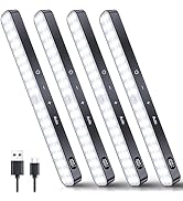 Ferswe Closet Lights Motion Sensored, Battery Level Display, Under Cabinet Lights Rechargeable, D...