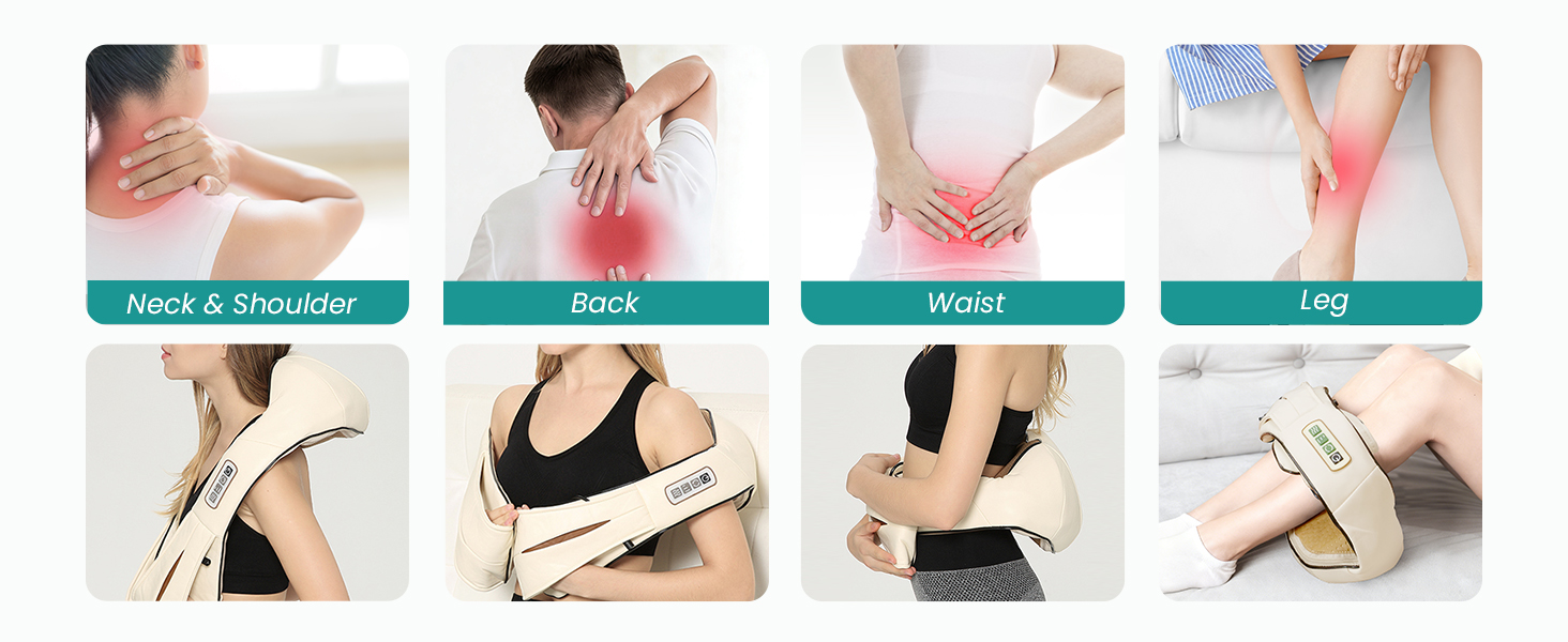 nekteck neck back massager for pain relief deep tissue shoulder massage tool