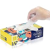 [100 Pack] Disposable Food Prep Vinyl Gloves Medium M, Food Service Grade Kitchen Glove for Cooki...