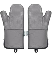 Beneno Kitchen Oven Mitts 2-Pack Heat Resistant to 500°F with Non-Slip Silicone Grip, Extra Long ...