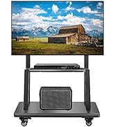 Hellsehen Mobile TV Stand,Rolling TVs Cart on Wheels Height Adjustable Heavy-Duty Floor Stand Bas...