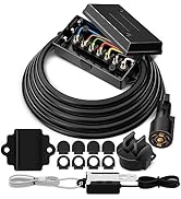MICTUNING Heavy Duty 7 Way Plug Inline Trailer Cord with 7 Gang Junction Box, 12V Breakaway Switc...