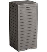 31 Gallon Outdoor Trash Can, Waterproof Trash Can Cabinet for Outside, Resin Garbage Bin with Lid...