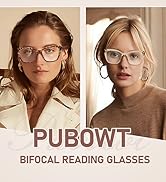 PUBOWT Bifocal Reading Glasses Women Cat Eye Oversized Blue Light Blocking Computer Readers