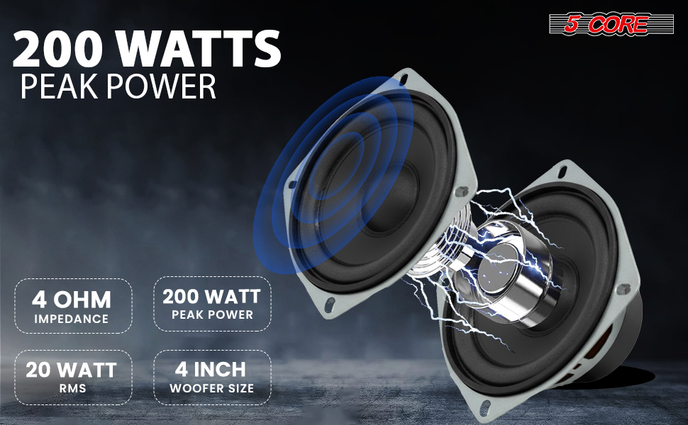 4 inch subwoofer, car subwoofer speaker 4 ohm woofer 20w rms bass speaker 200w peak power