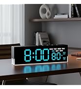 45MinST 7-Inch LED Digital Alarm Clock with Bottom Glow Light|Displays Time, Date, Day, Temperatu...