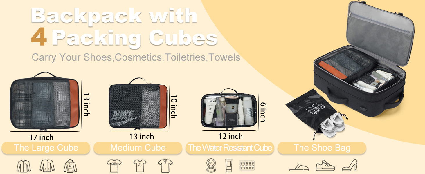 Backpack with 4 Packing Cubes
