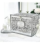 OurWarm Silver Wedding Card Box with Lock, Wooden Gift Card Box for wedding decorations for recep...