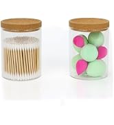 2 Pack Qtip Holder Vanity Storage Canister for Cotton Ball Cotton Swab Pads Floss, 15-Ounce Clear...
