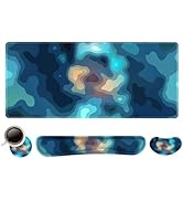 DINKY Keyboard Mouse Pad Set, Large Gaming Mousepad + Memory Foam Ergonomic Keyboard Wrist Rest S...
