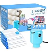 BAMCOO Vacuum Seal Bags for Clothing with Electric Pump, 6 Pack (2 Jumbo 2 Large 2 Medium Vacuum ...