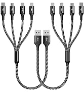 RULUS Short Multi Charging Cable [2Pack/35CM] Multi USB Cable 4 in 1 Multi Charger Fast Charger C...