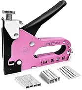 Evertools Upholstery Staple Gun Heavy Duty, 3 in 1 Women Pink Manual Stapler with 600 Staples, fo...
