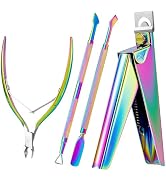 Melodysusie 4 in 1 Acrylic Nail Clippers Set, with Cuticle Trimmer and Dual-Ended Cuticle Pusher ...