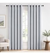 Deconovo Faux Linen 100% Blackout Curtains for Bedroom 84 Inches Long | 2 Panels Set, Thermal Ins...
