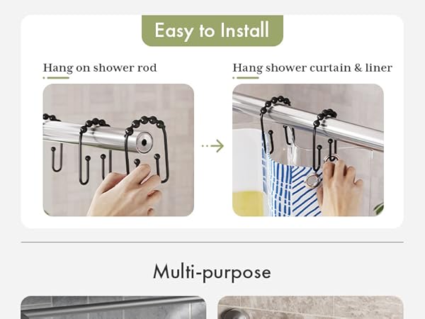Black Shower Curtain Hooks rust proof shower curtain hooks shower hooks shower rings for curtain