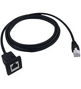 CERRXIAN RJ45 Male to Female LAN Ethernet Network Cat 5e Panel Mount Cable (Black)(2m)