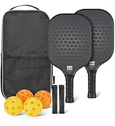 Basics Pickleball Paddles Set of 2, USAPA Approved Carbon Fiber Paddle with 4 Balls, Light...