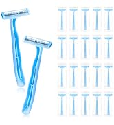 LOMGWUMY Disposable Razors, Light Blue Bulk Razors With Knife Caps, Double-edged, Individually Pa...