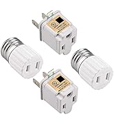 [2 Set]Light Socket to Plug Adapter with Grounding Plug Converter, Convert Light Socket to Polari...