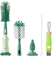 Ariseno 5-in-1 Baby Bottle Brush Set, Bottle Brush for Baby, Baby Bottle Scrubber, Including Sili...