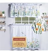 Maison d' Hermine Kitchen Curtains Sets for Windows 100% Cotton Set of Kitchen Curtains Valances ...