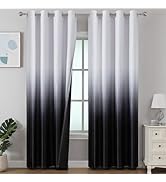Estelar Textiler Black and Greyish White Blackout Curtains for Bedroom, Ombre Black out Curtains ...