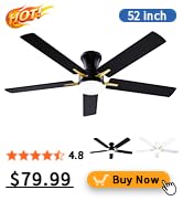 52 Inch Flush Mount Ceiling Fan with Light, App&amp;amp;Remote Control, Low Profile Modern Ceiling...