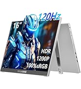 WUAWE 16" 1200P 120Hz Portable Monitor, 100% sRGB Portable Gaming Monitor with Built-in Stand, HD...