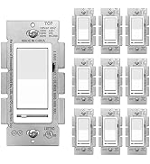 [10 Pack] BESTTEN Dimmer Wall Light Switch, Single Pole or 3-Way, Compatible with Dimmable LED, C...