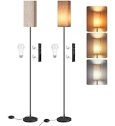 GOEBLESON 2Pack 64.2” Dimmable Floor Lamp for Living Room with Remote &amp; Foot Switch, Corner Floor...