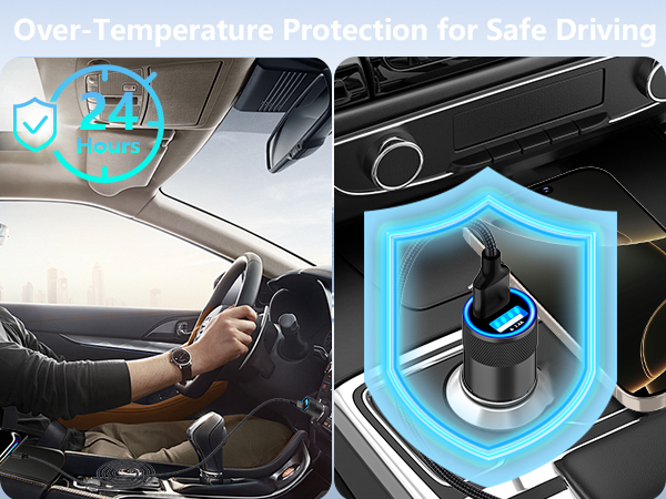 MFi Certified 4.8A USB Smart Power Cigarette Lighter USB Charger iPhone Car Charger Fast Charging