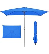 JEAREY 6.5x10 ft Rectangular Patio Umbrellas Rectangle Outdoor Umbrella with Push Button Tilt and...