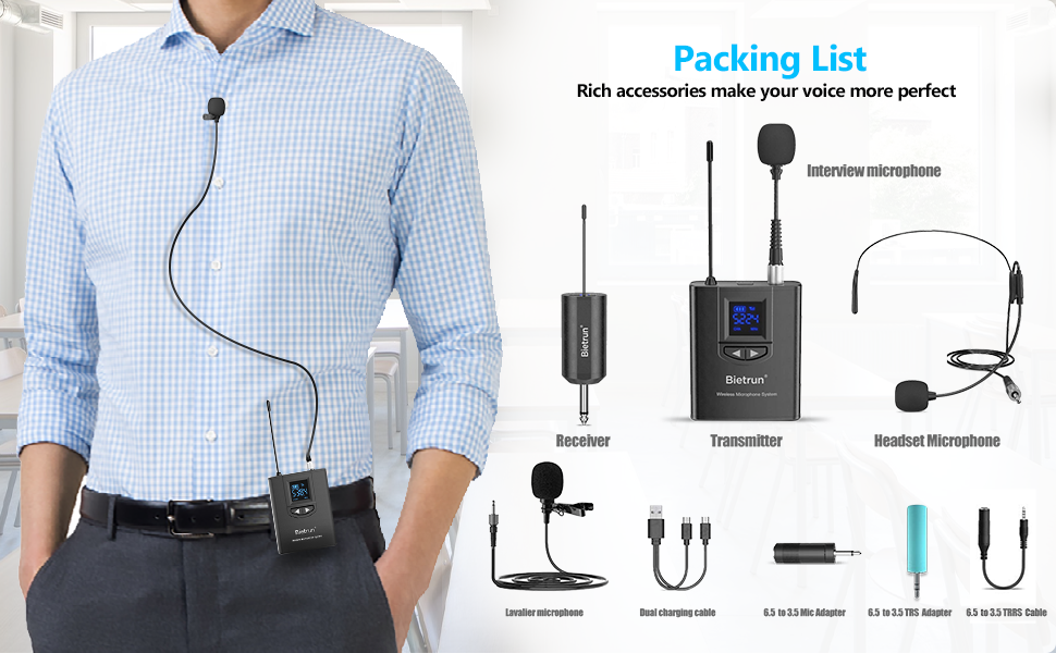 lavalier headset microphone system wireless iphone bluetooth lav lapel mic clip on Handheld 