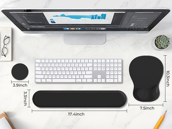 3 in 1 black mouse pad with wrist rest