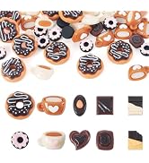 Magibeads 50Pcs Resin Imitation Food Decorations Coffee Cup Donut Chocolate Micro Landscape Dollh...
