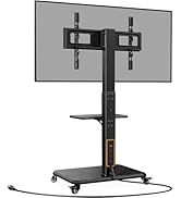 Perlegear Mobile TV Stand with Power Outlet, Tilt &amp; Swivel Rolling TV Cart for 32 to 65 70 75 inc...