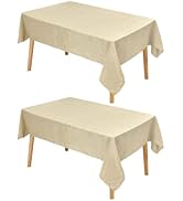 Hiasan 2 Pack Faux Linen Rectangle Tablecloth - Wrinkle and Stain Resistant Washable Table Cloth ...
